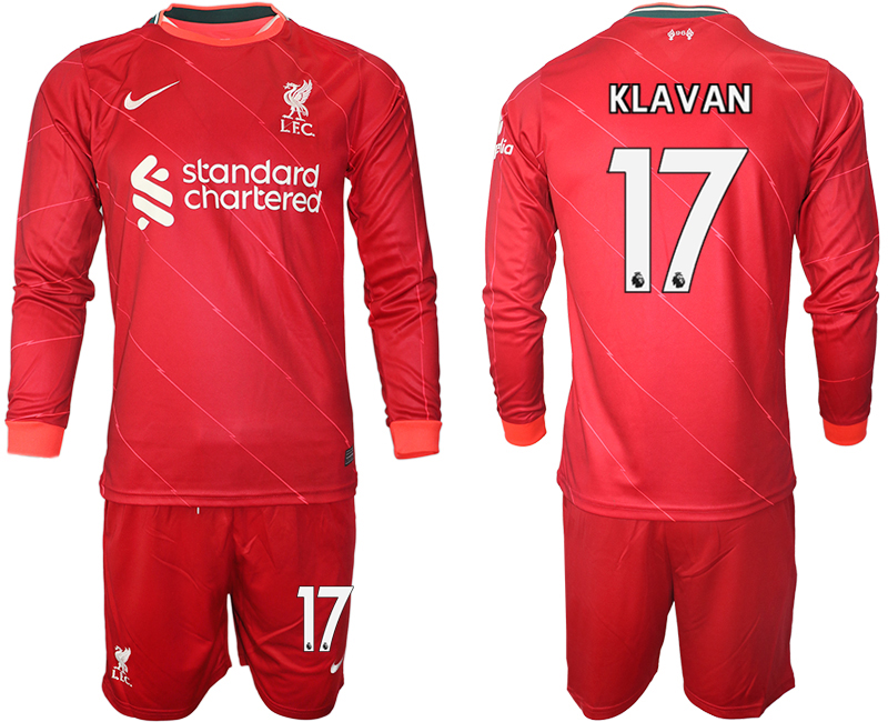 Men 2021-2022 Club Liverpool home red Long Sleeve #17 Soccer Jersey